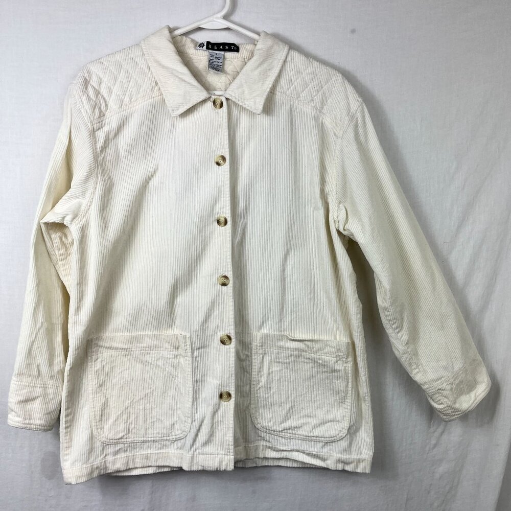 Y2K Oversized Corduroy Button Up Chore Jacket Womens S Baggy Quilted‎ 90s Boho